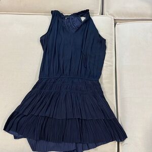 Navy blue pleated mini dress